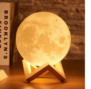 Wooden moon desk lamp product candidate