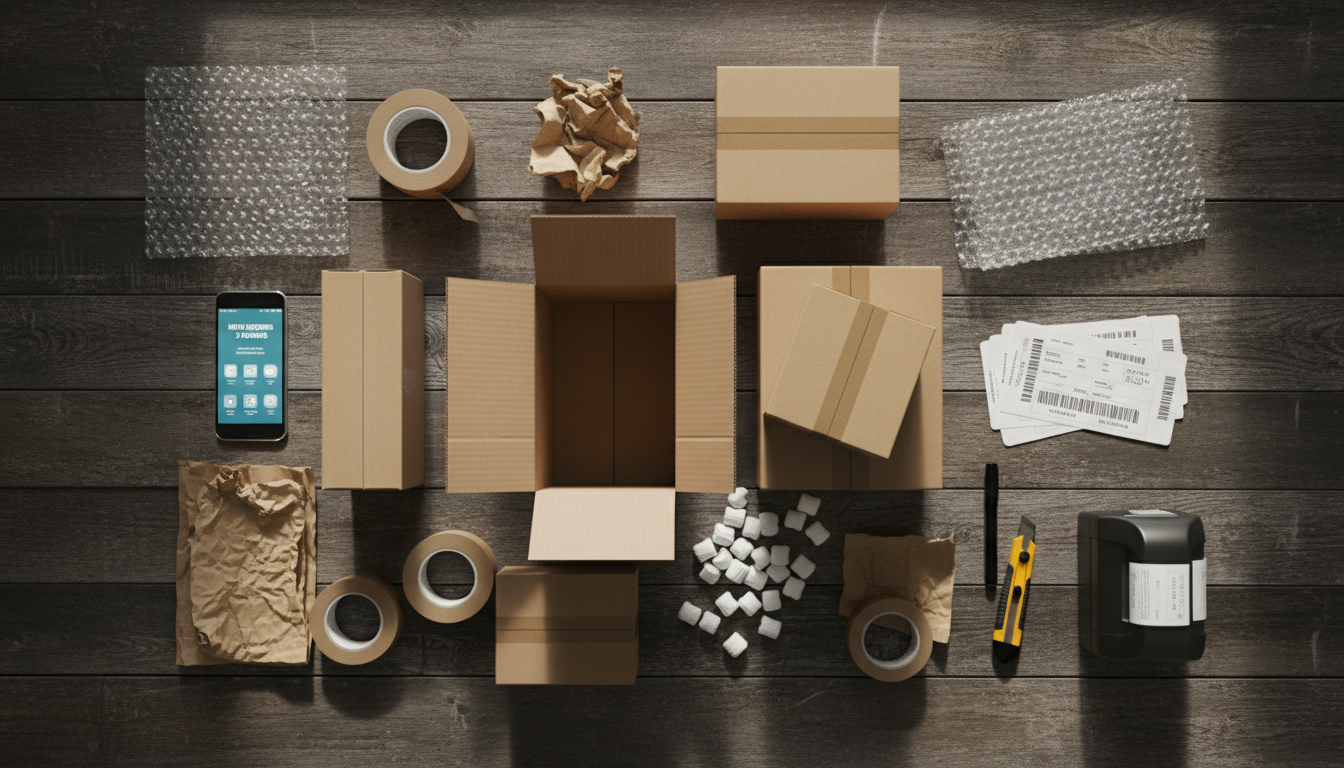 Packaging shipping labels and fulfillment materials for ecommerce orders