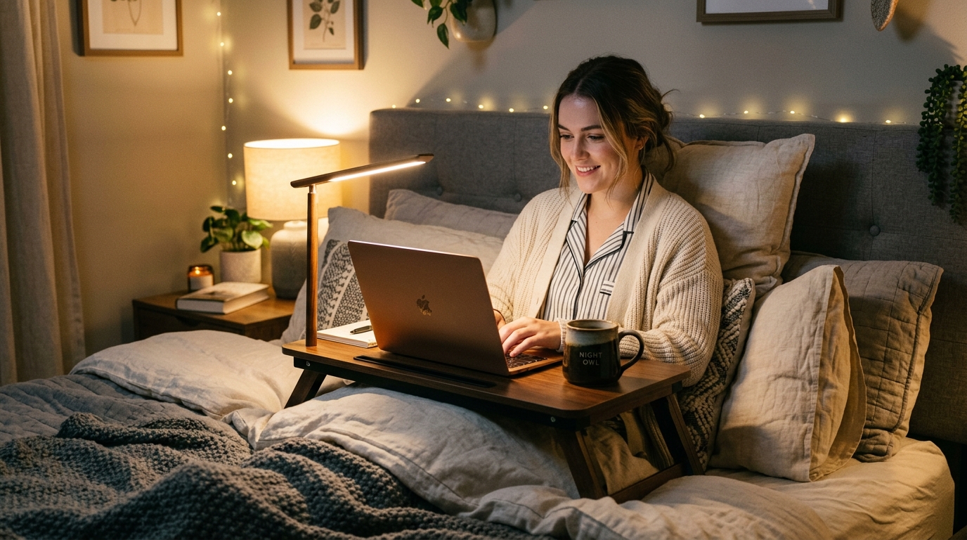 dropshipping products may 2026 — 8 adjustable multifunction bed desk with led lamp