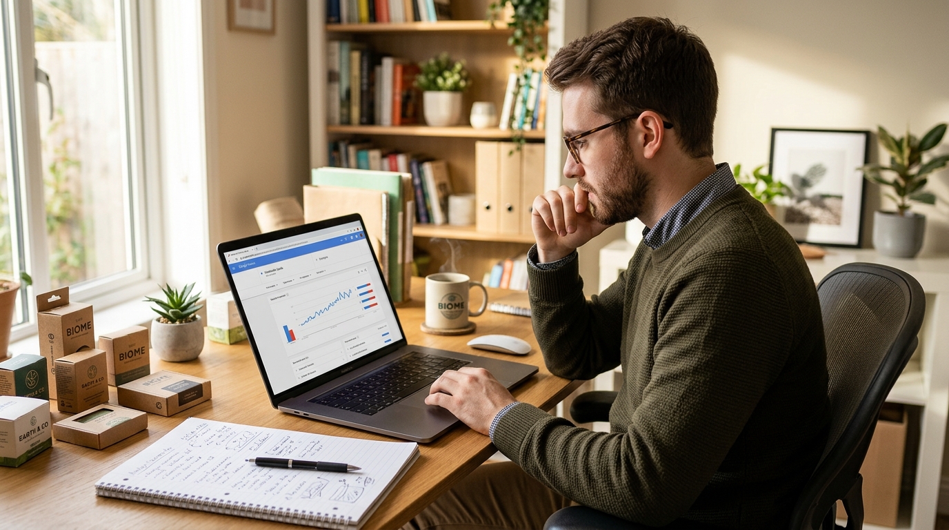 Seller comparing product demand trends before sourcing inventory
