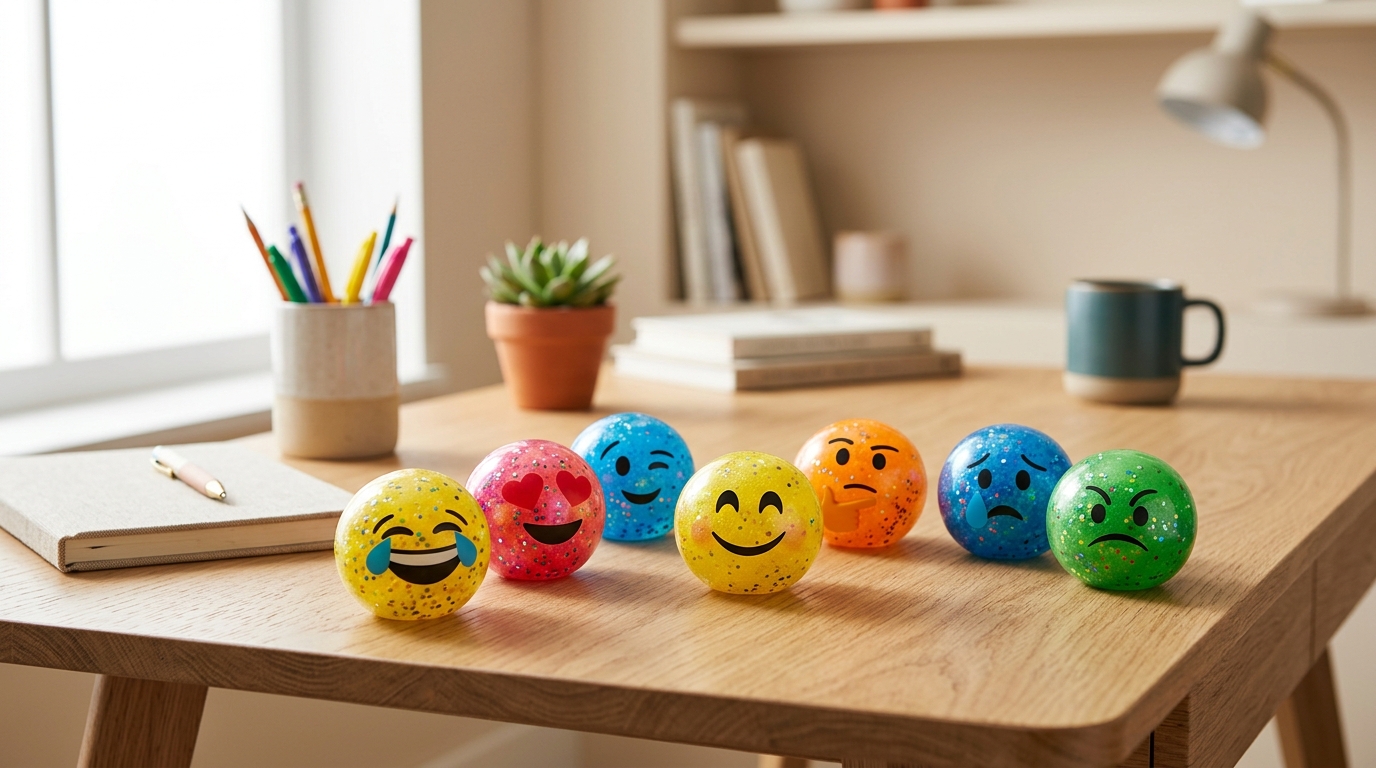 Glitter emoji squishy stress ball for dropshipping