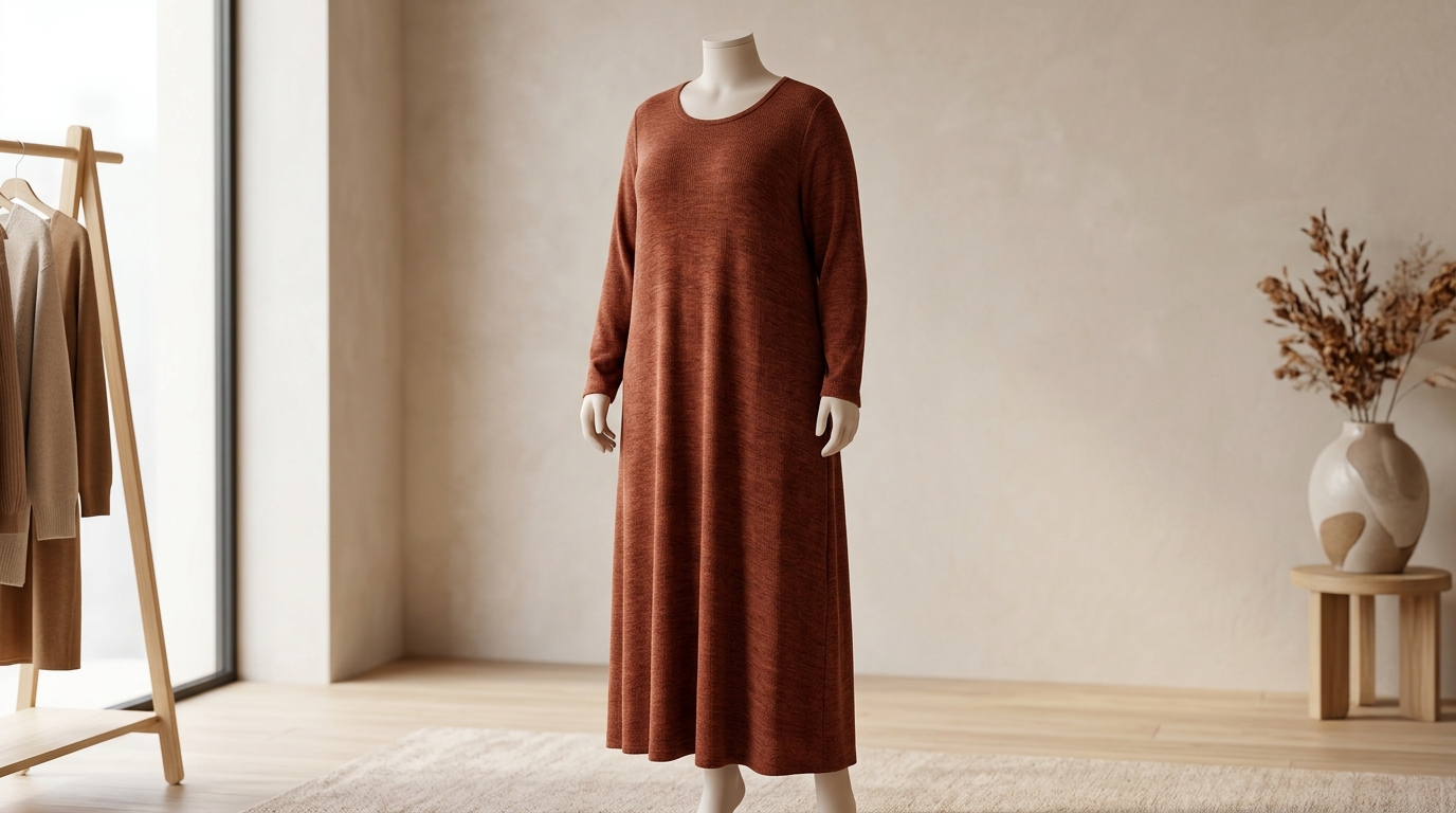 Plus size long sleeve knit maxi dress for dropshipping