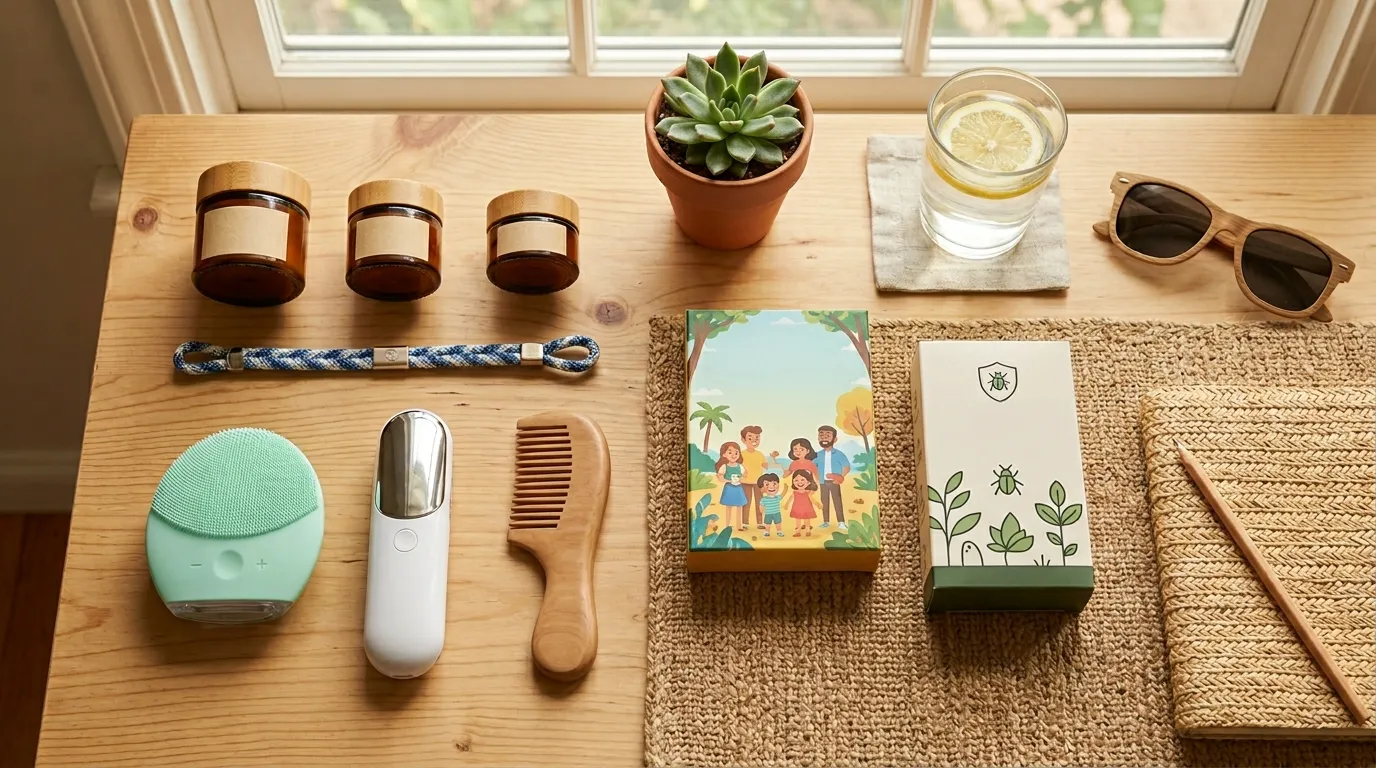 trendy dropshipping products in July product flat lay