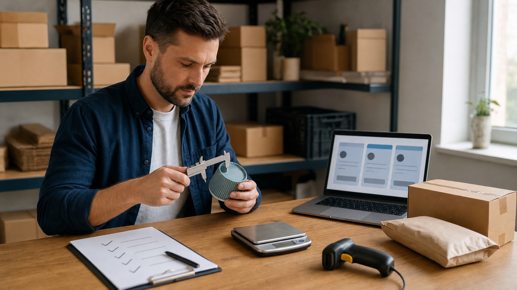 German ecommerce seller reviewing suppliers and sample orders