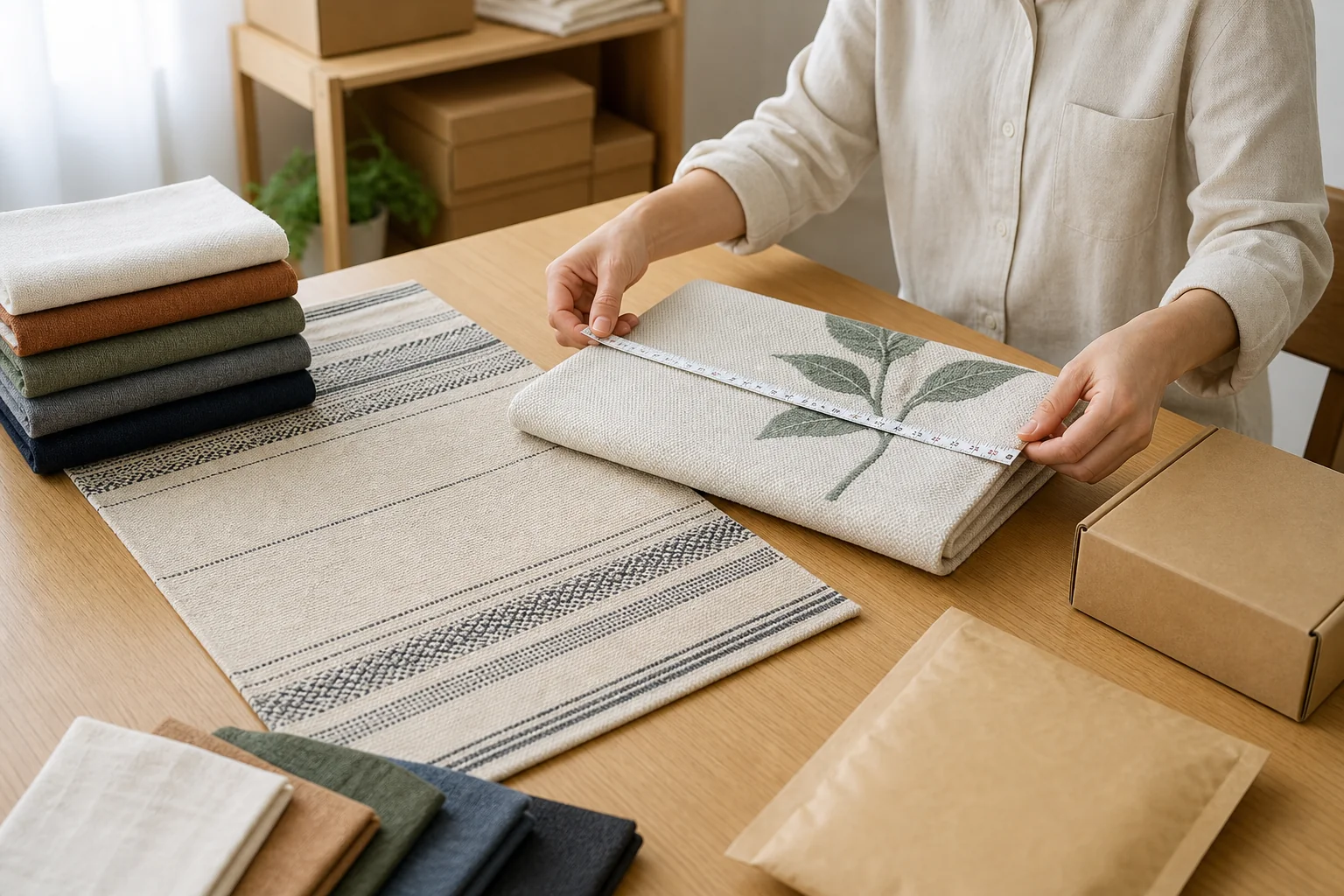 Quality checking and measuring compact home decor products before fulfillment
