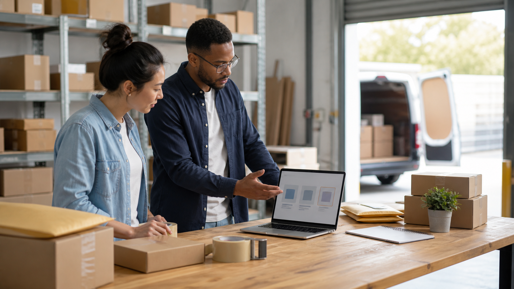 Dropshipping team comparing standard and expedited parcel delivery options